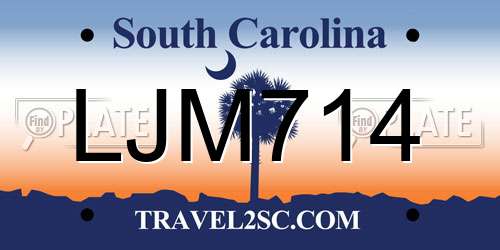 LJM714 South Carolina License Plate