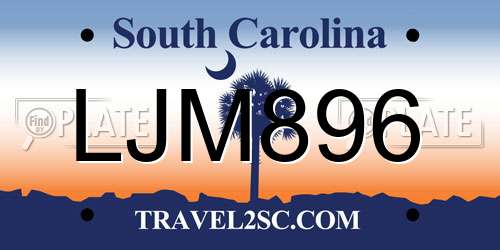LJM896 South Carolina License Plate