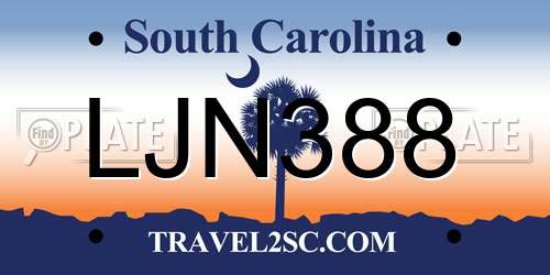 LJN388 South Carolina License Plate