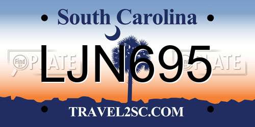 LJN695 South Carolina License Plate