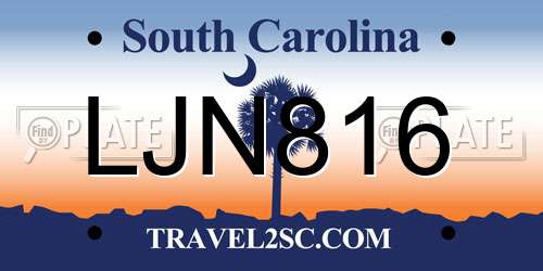 LJN816 South Carolina License Plate