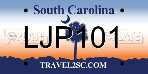 LJP101 South Carolina License Plate