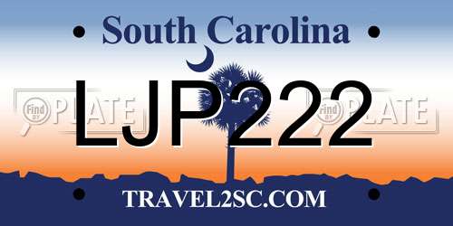 LJP222 South Carolina License Plate