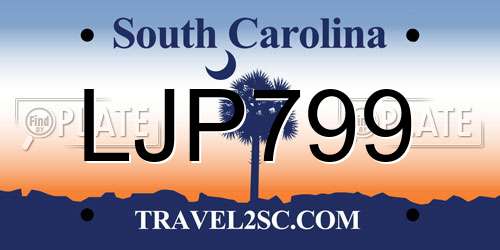 LJP799 South Carolina License Plate