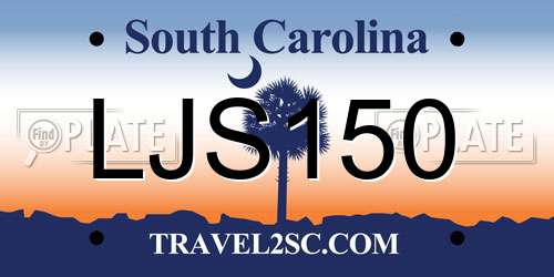 LJS150 South Carolina License Plate