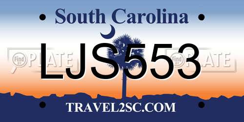 LJS553 South Carolina License Plate