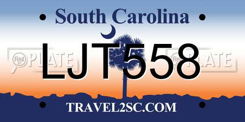 LJT558 South Carolina License Plate