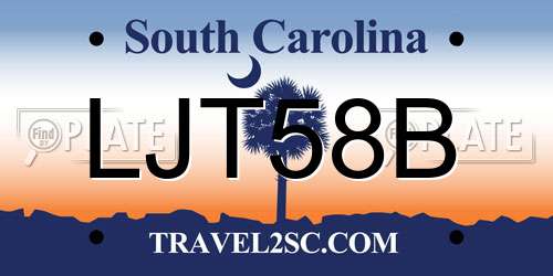 LJT58B South Carolina License Plate