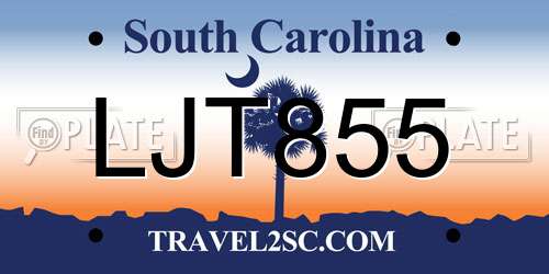 LJT855 South Carolina License Plate
