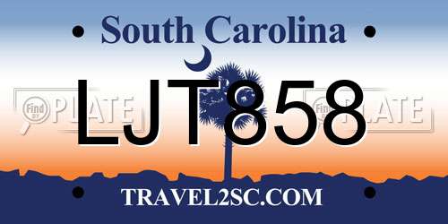 LJT858 South Carolina License Plate