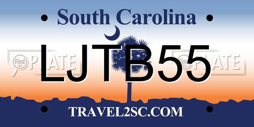 LJTB55 South Carolina License Plate