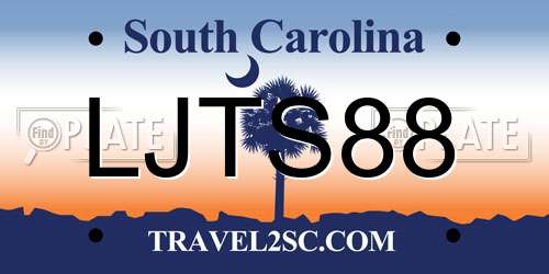 LJTS88 South Carolina License Plate