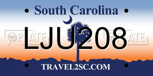 LJU208 South Carolina License Plate