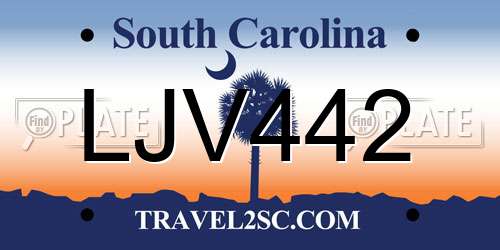 LJV442 South Carolina License Plate