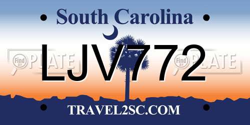 LJV772 South Carolina License Plate