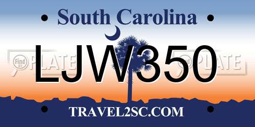LJW350 South Carolina License Plate
