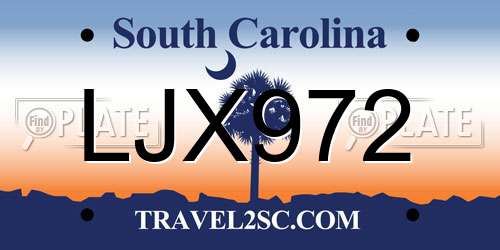 LJX972 South Carolina License Plate