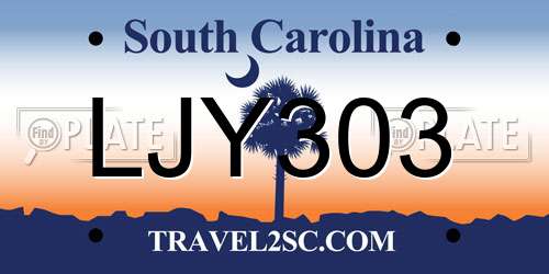 LJY303 South Carolina License Plate