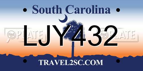 LJY432 South Carolina License Plate