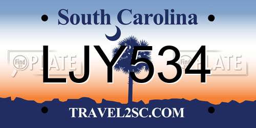 LJY534 South Carolina License Plate