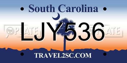 LJY536 South Carolina License Plate