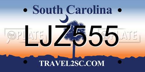 LJZ555 South Carolina License Plate