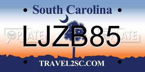 LJZB85 South Carolina License Plate