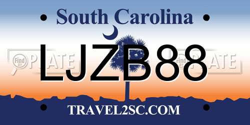 LJZB88 South Carolina License Plate