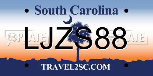 LJZS88 South Carolina License Plate