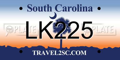 LK225 South Carolina License Plate