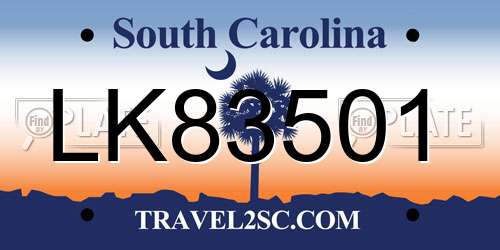LK83501 South Carolina License Plate