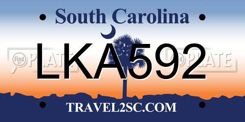 LKA592 South Carolina License Plate