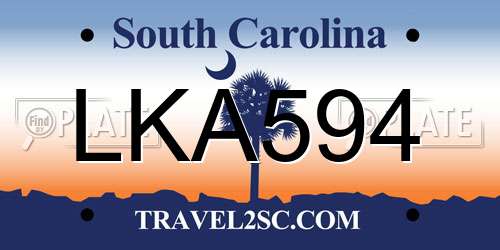 LKA594 South Carolina License Plate