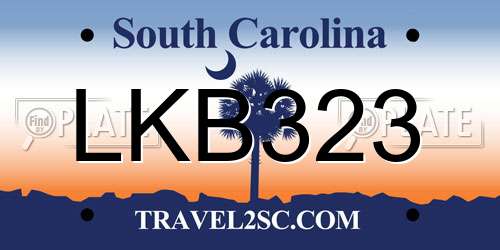 LKB323 South Carolina License Plate