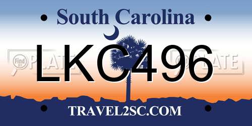 LKC496 South Carolina License Plate