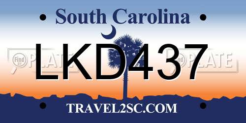 LKD437 South Carolina License Plate