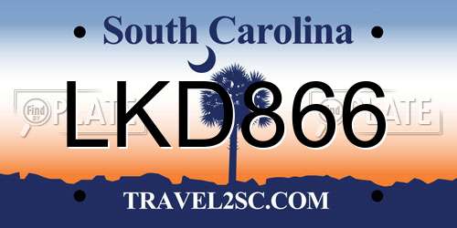 LKD866 South Carolina License Plate