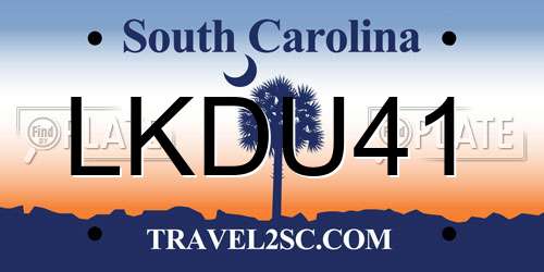 LKDU41 South Carolina License Plate