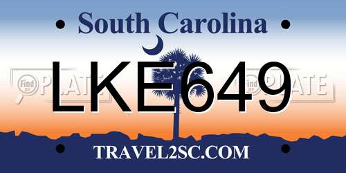 LKE649 South Carolina License Plate