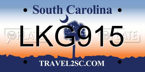 LKG915 South Carolina License Plate
