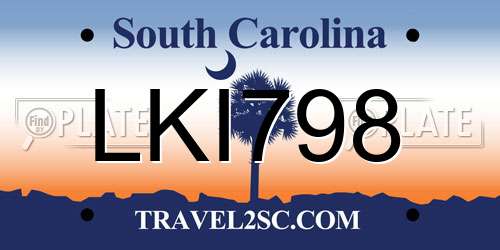 LKI798 South Carolina License Plate