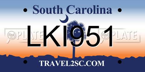 LKI951 South Carolina License Plate