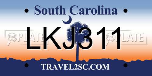 LKJ311 South Carolina License Plate