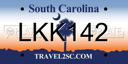 LKK142 South Carolina License Plate