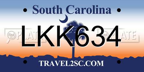 LKK634 South Carolina License Plate