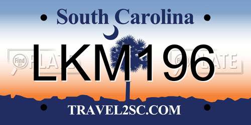 LKM196 South Carolina License Plate
