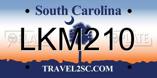 LKM210 South Carolina License Plate