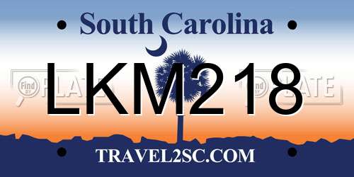 LKM218 South Carolina License Plate