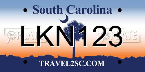 LKN123 South Carolina License Plate