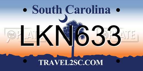 LKN633 South Carolina License Plate